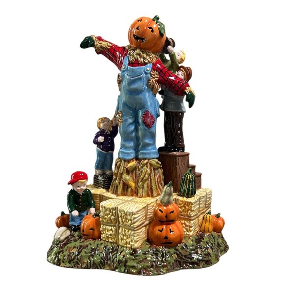 Dept 56 Building The Scarecrow Snow Village Halloween Pumpkin Figurine 56.55203 - Picture 1 of 9